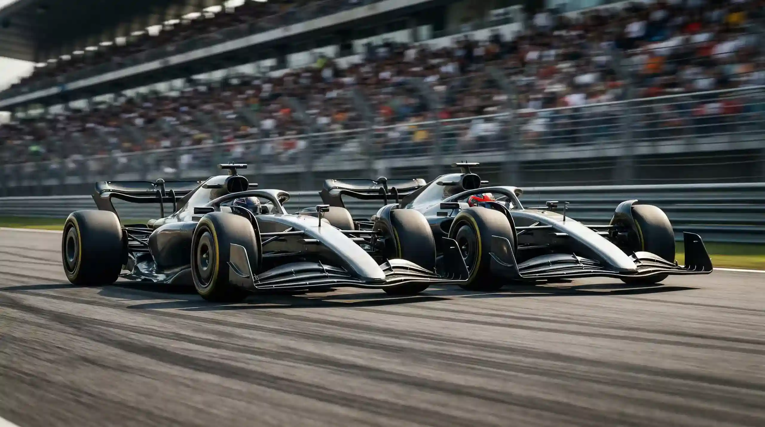 Monoplazas de Fórmula 1 luchando rueda a rueda en una carrera sprint corta e intensa