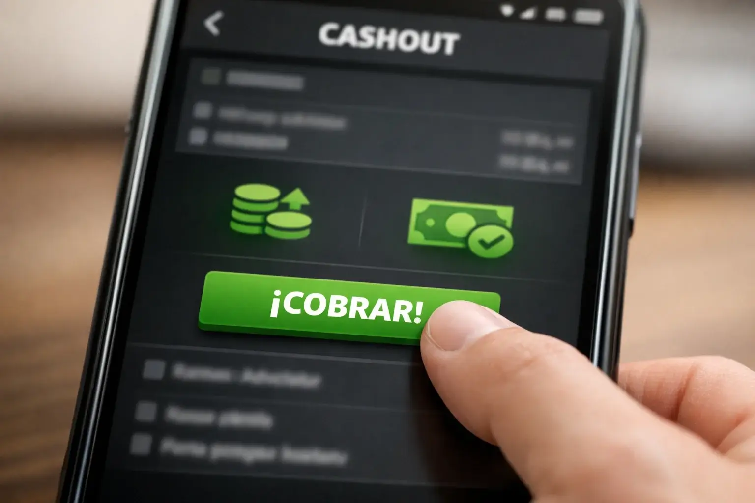 Función de cashout en aplicación de apuestas móvil