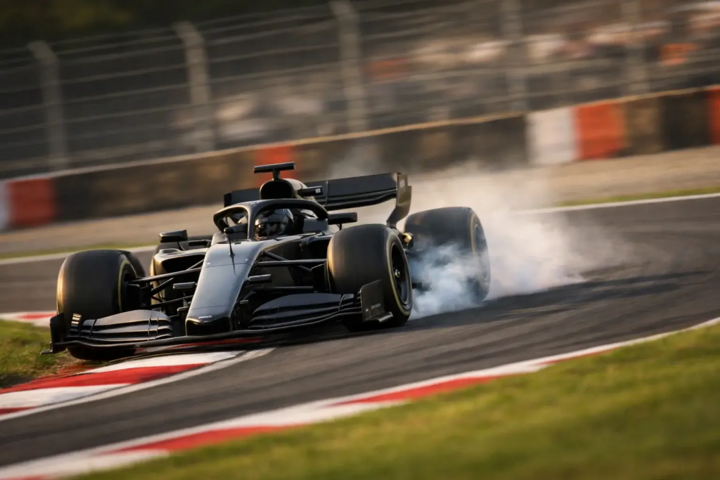 Piloto de Fórmula 1 durante una sesión de clasificación en un circuito profesional