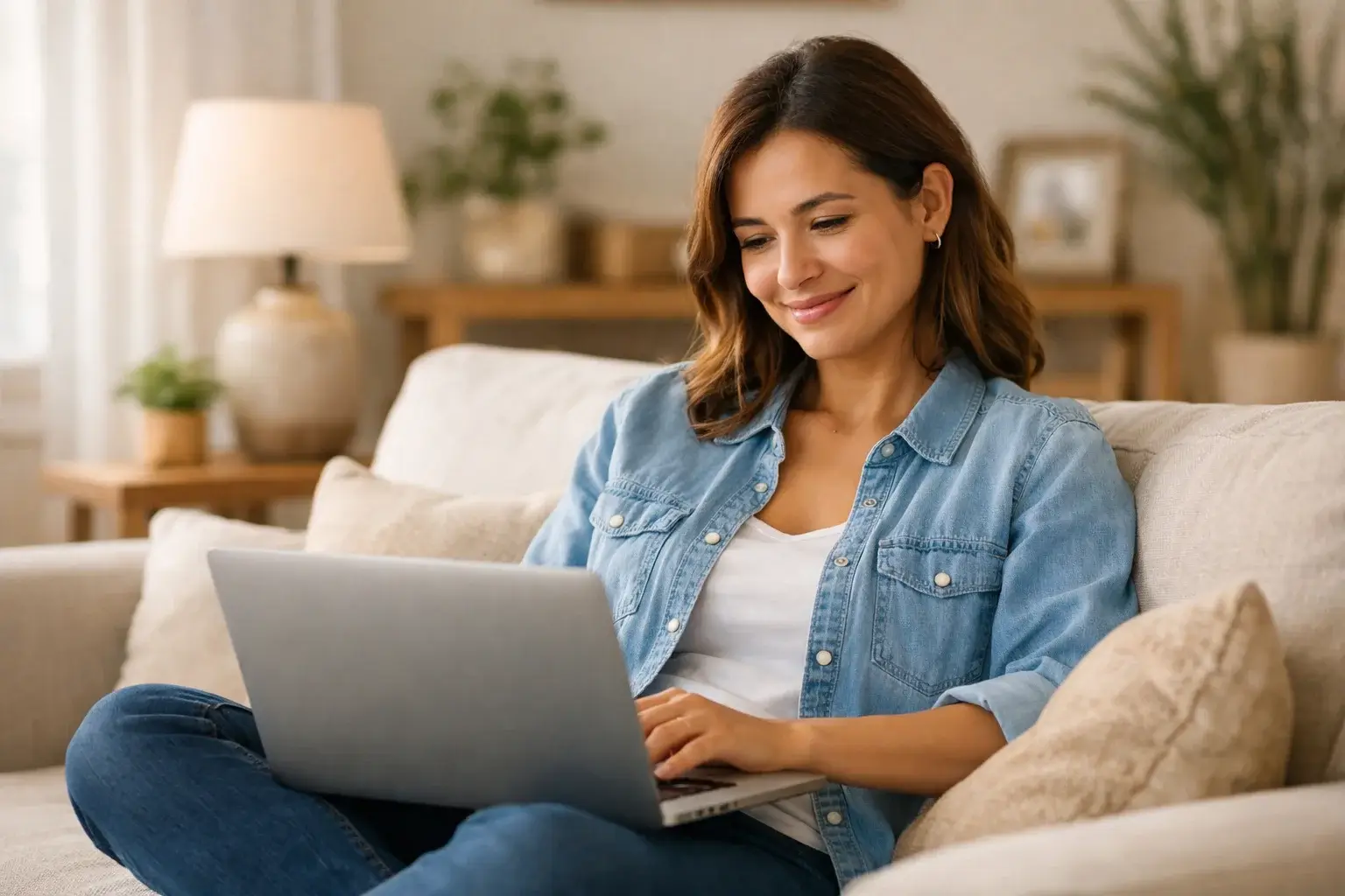 Usuario satisfecho usando servicios de apuestas en su portátil